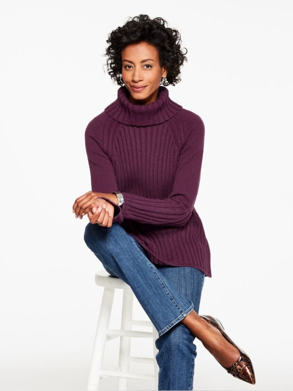 Talbots 3X Plus Chunky Knit Turtleneck Tunic Sweater Capsule Cabincore Timeless